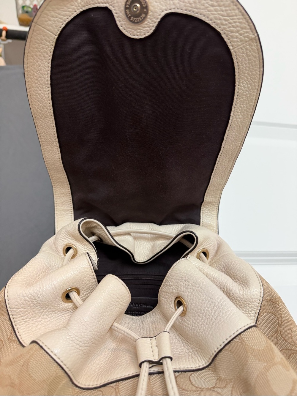 Coach Ruck Sack Backpack in Beige & Brown - Picture 9 of 12